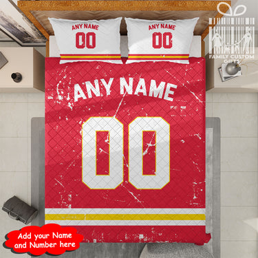 Custom Quilt Sets Kansas City Jersey Personalized Football Premium Quilt Bedding for Men Women